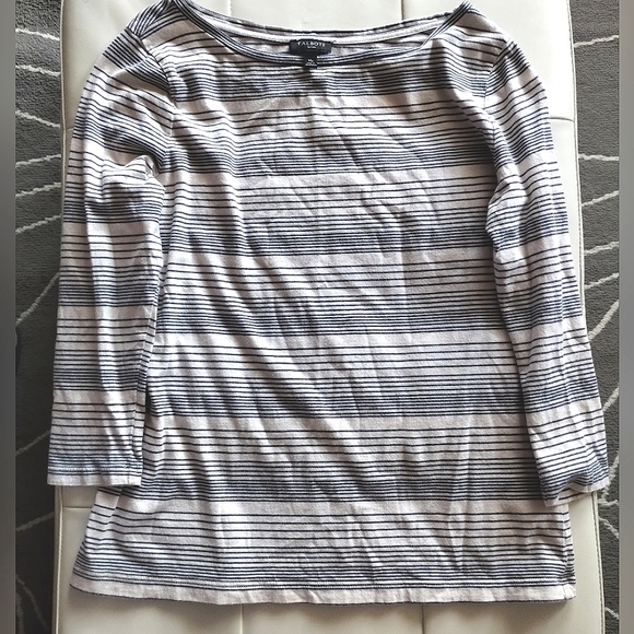 TALBOTS striped Nautical top 3/4 sleeve top - Picture 4 of 13